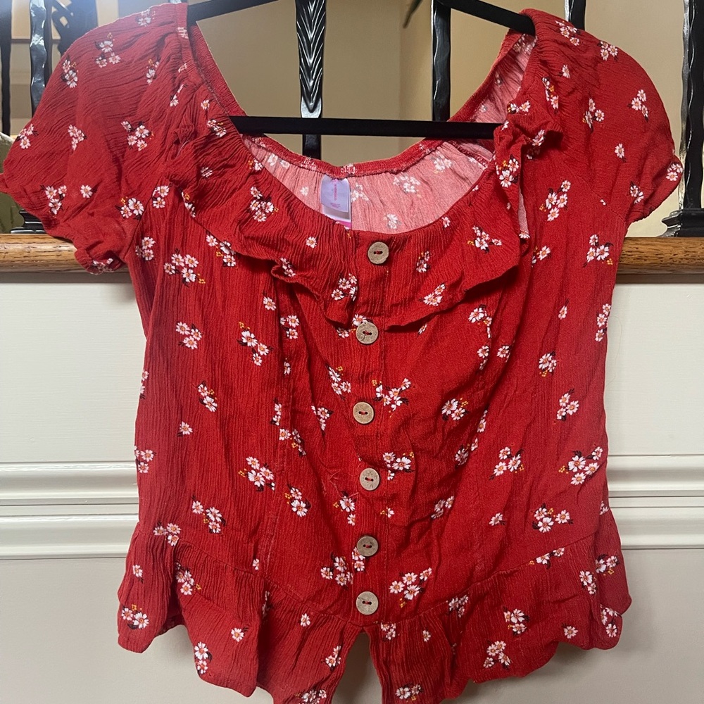 NOBO red flower off the shoulder blouse